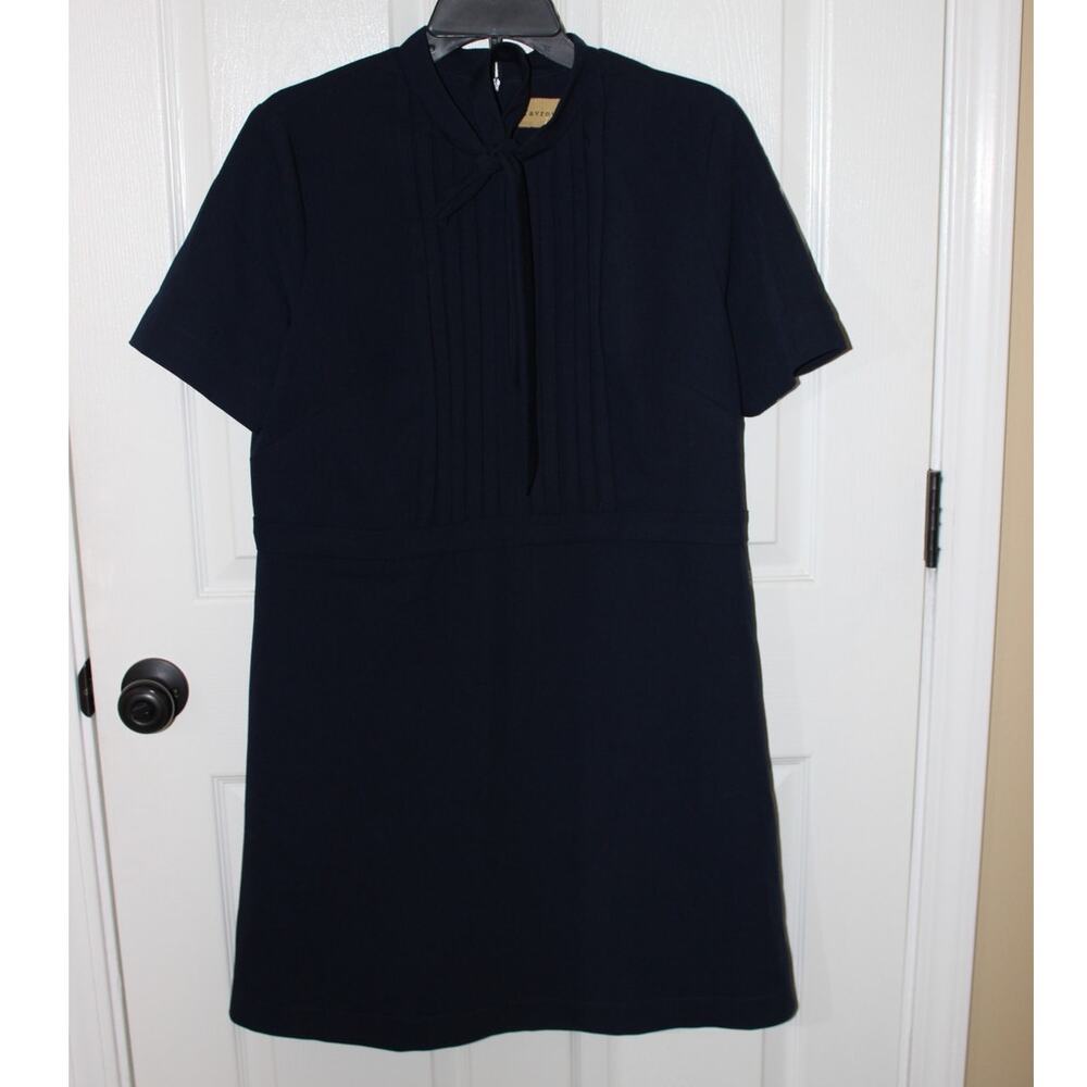 Tavrovska Ladies 48 (XL) Navy Knee Length Dress back‎ Zip Neck Tie Front